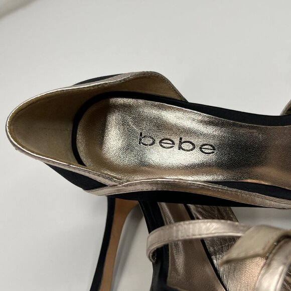 BEBE Black and Silver Slip On Party Heels‎ 6 - Picture 6 of 9